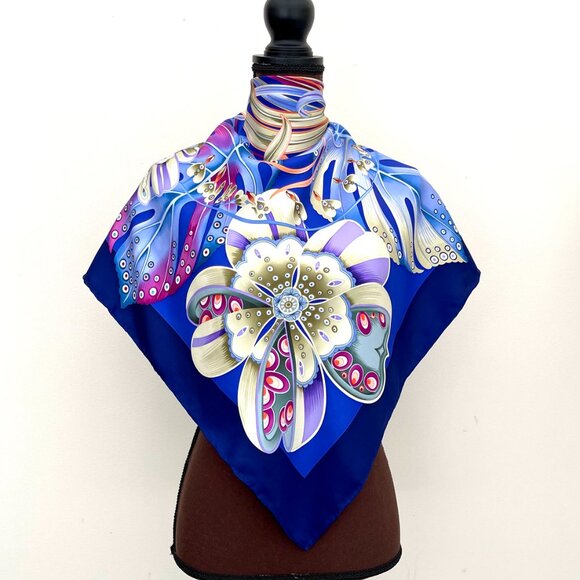 Scarves Foularia Chateau Botanique Polyxromo Metaksoto Multicolor Silk Scarf